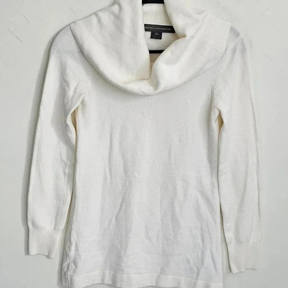 French Connection White Cowl Neck Sweater S
